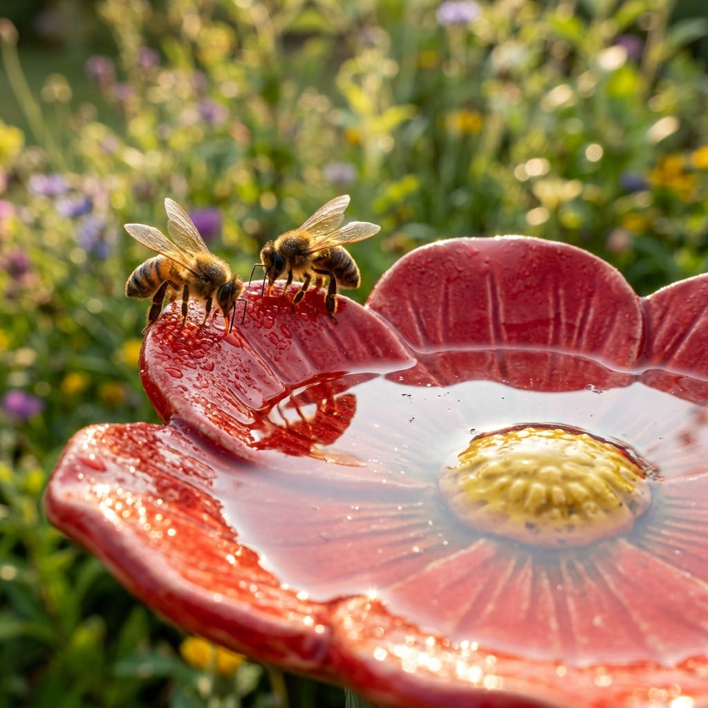 Abreuvoir pour oiseaux fait main en forme de fleur – donnez de la vie à votre jardin