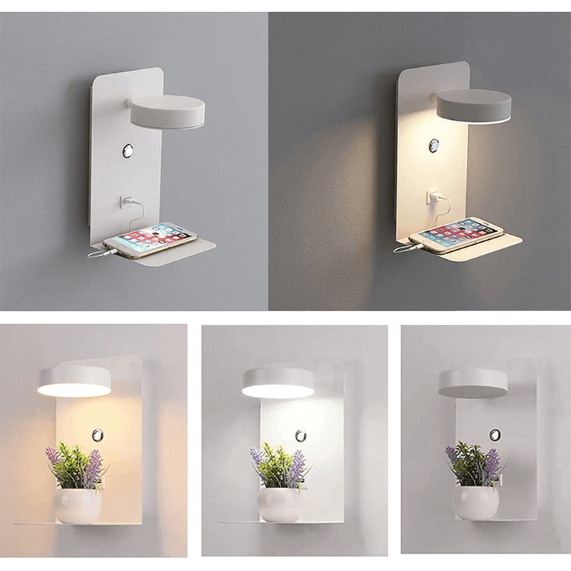 Applique murale ajustable avec tablette de recharge