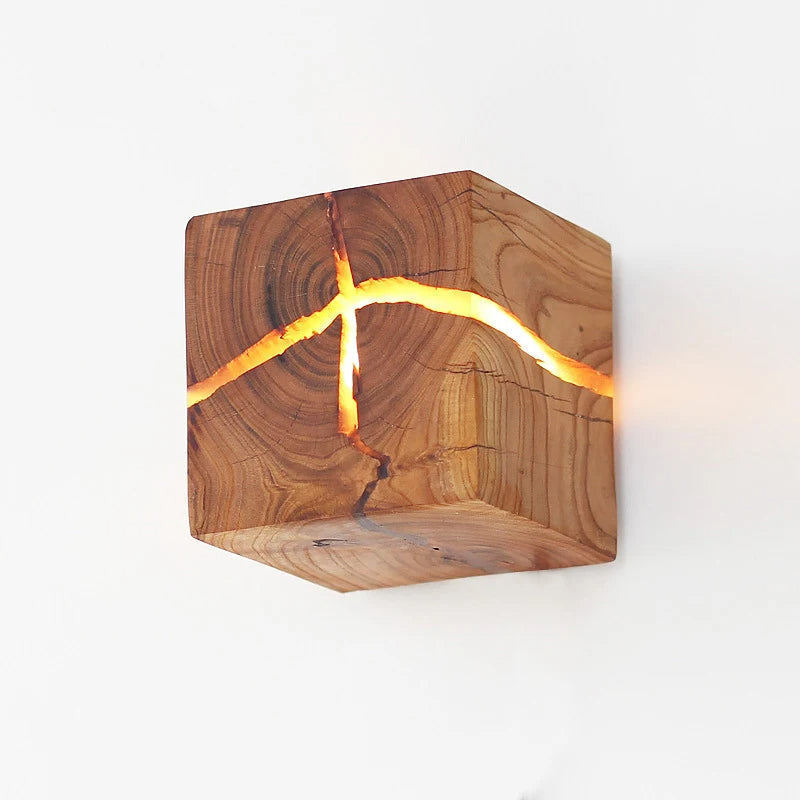 Applique murale en bois massif sculpté à la main et résine
