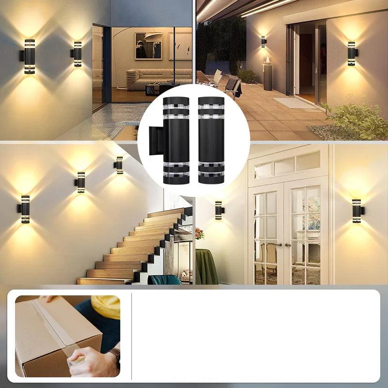 Applique murale LED extérieure moderne IP65, design bidirectionnel haut et bas, culot E27
