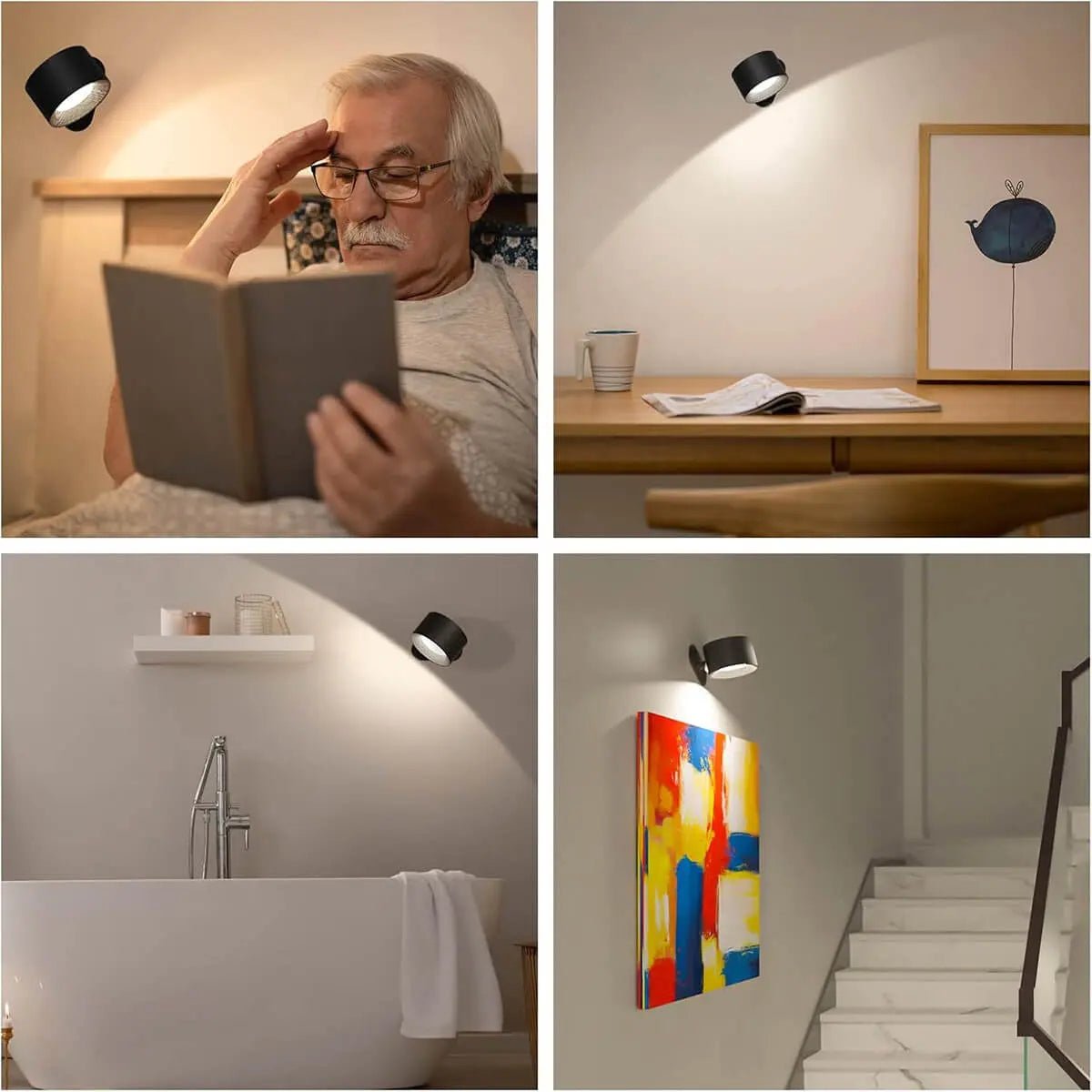 Applique murale LED sans fil rechargeable style nordique pour chambre, couloir et coin lecture
