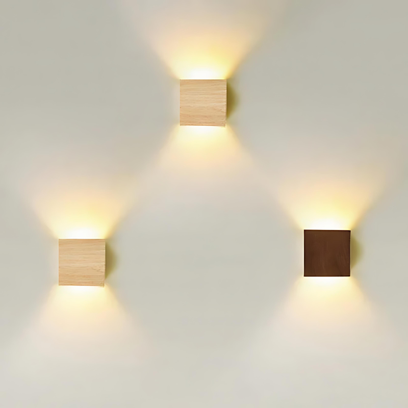 Applique murale LED scandinave en bois naturel – applique minimaliste pour chambre et salon