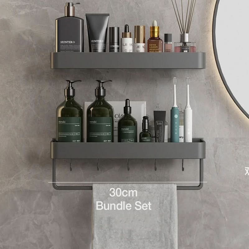 AQUASHELF – Elegant Wall Shelf for Bathroom with Towel Holder & Drill-Free Installation