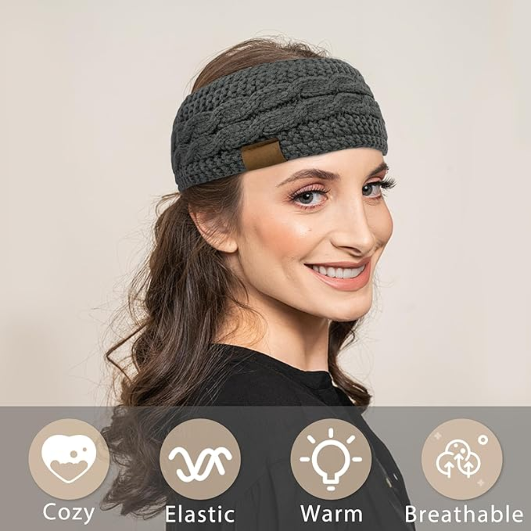 Bandeau cache-oreilles chaud en tricot avec doublure polaire