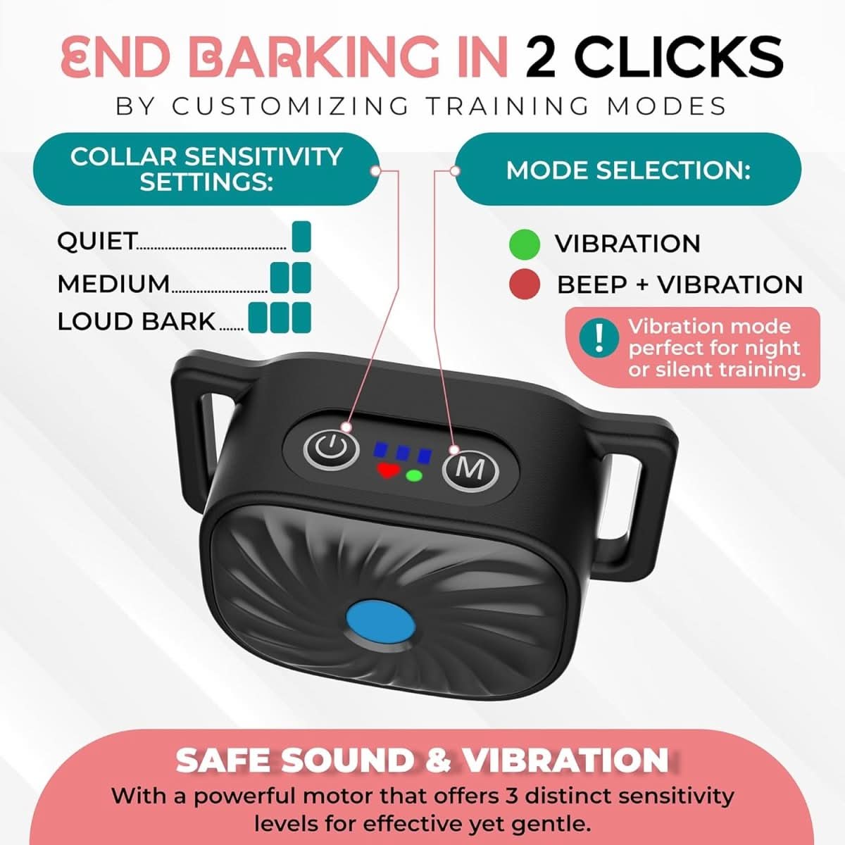 BARKCALM MINI – Gentle Anti-Bark Collar with Sound & Vibration for Small Dogs