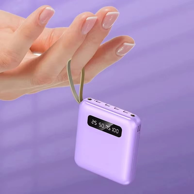 Batterie externe 4-en-1 - Charge rapide USB-C - 10000 et 20000 mAh - Noir, blanc et violet