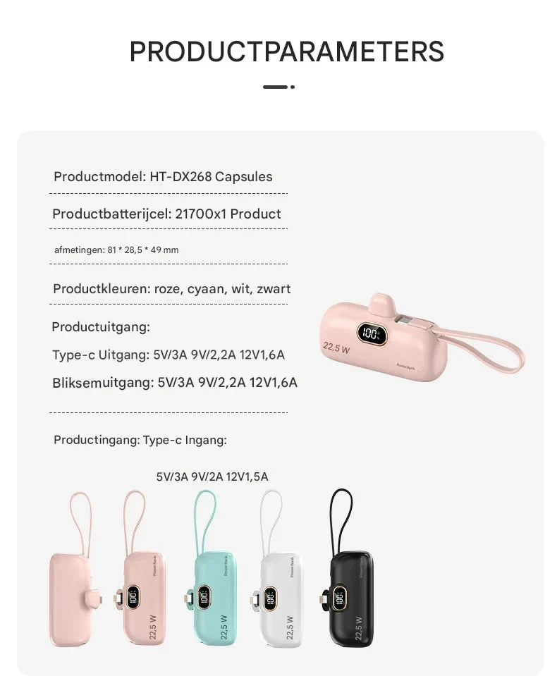 Batterie portable 22,5 W avec affichage numérique