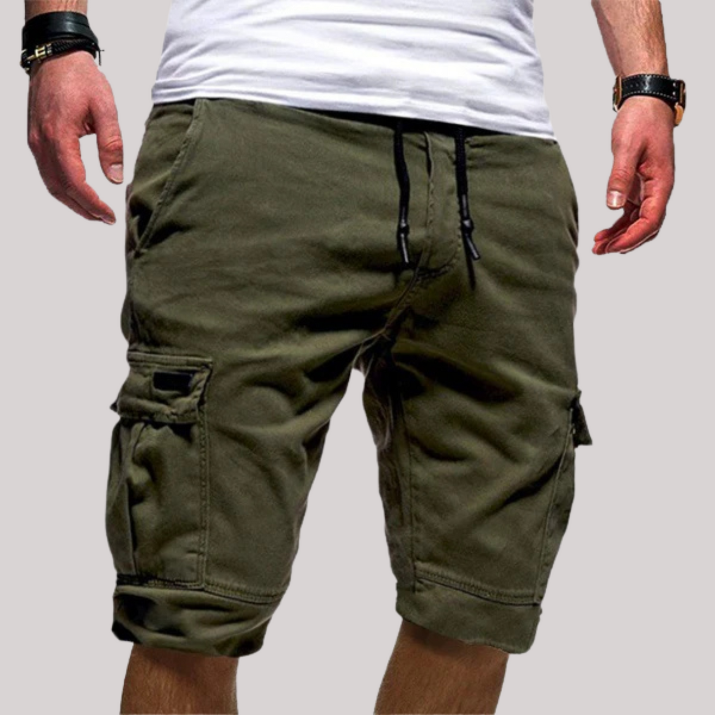 Bermuda cargo pour homme longueur genou à cordon de serrage