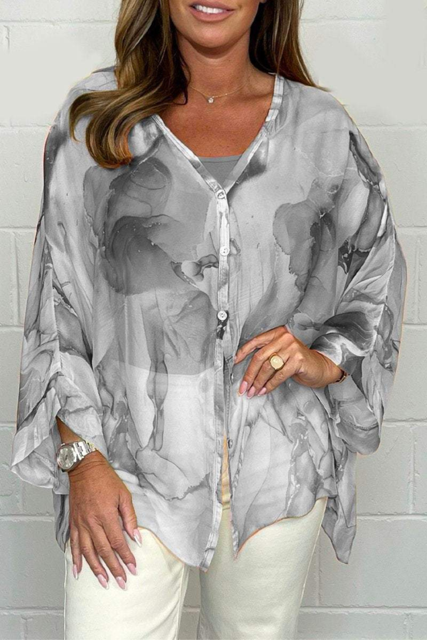 Blouse oversize pour femme à imprimé abstrait