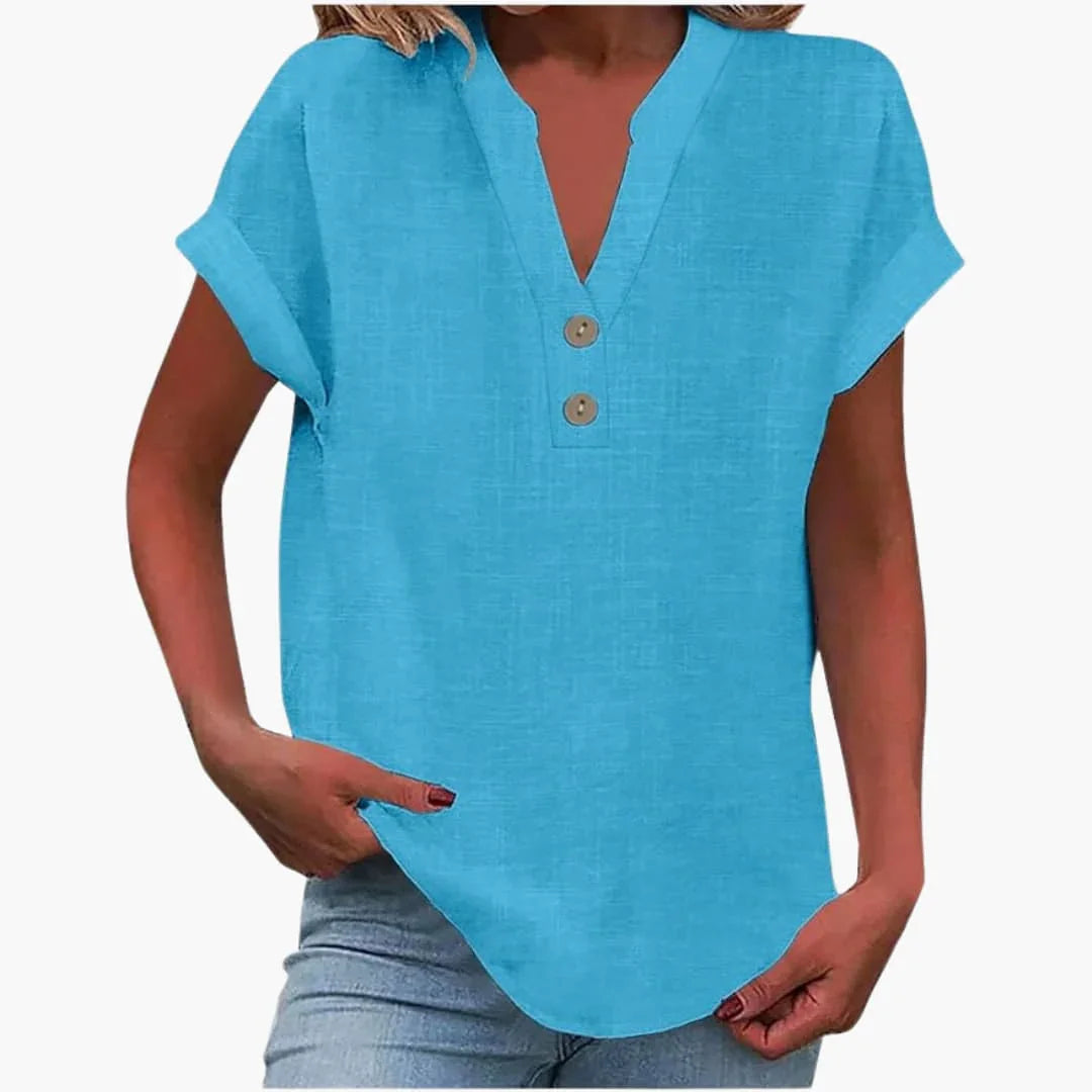 Blouse pour femme à col en V et manches courtes