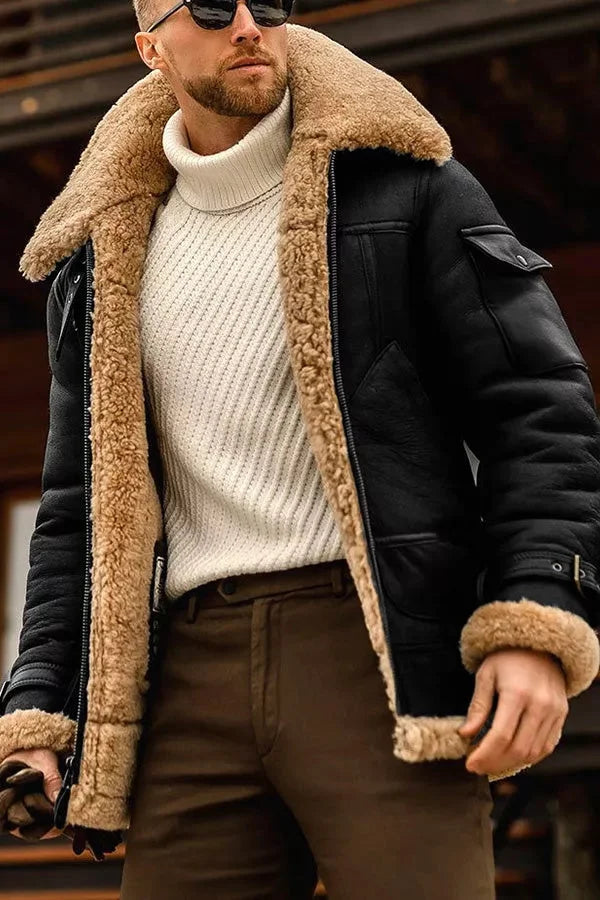 Blouson aviateur élégant en cuir camel