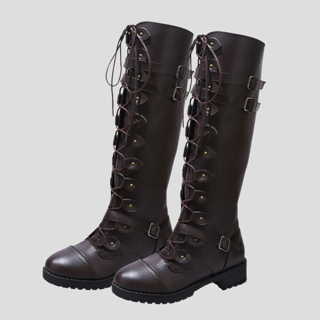 Bottes à lacets rétro avec boucle pour femme