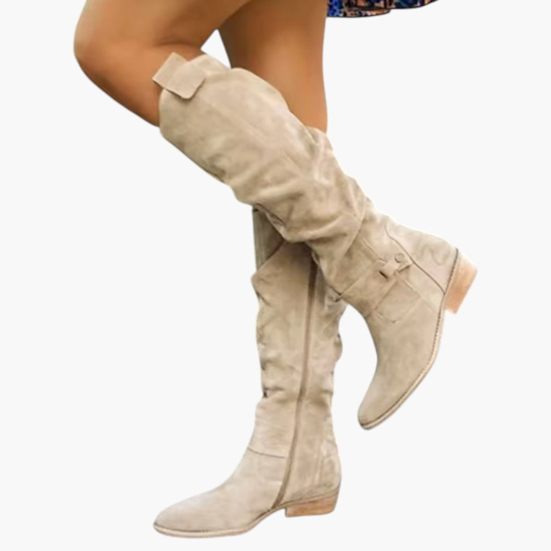 Bottes hautes pour femme avec fermeture éclair et talon bloc