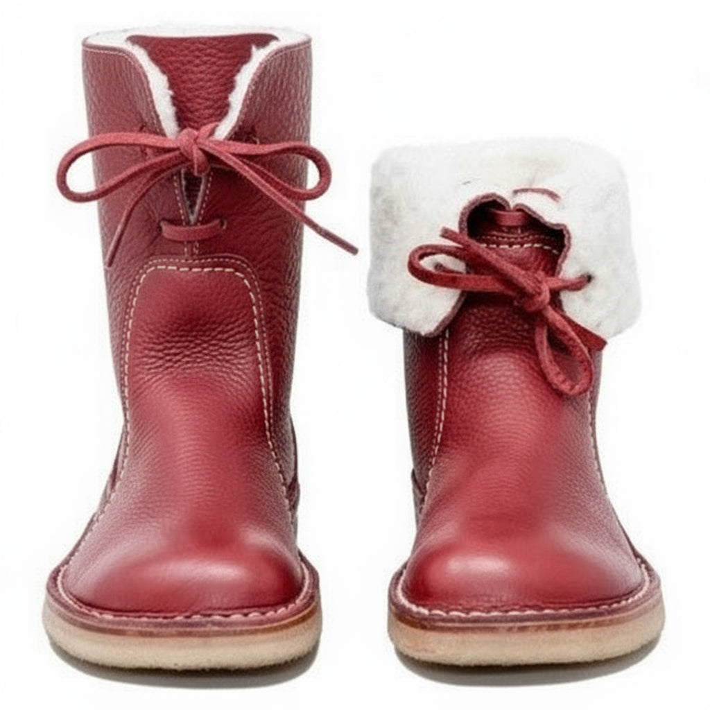 Bottines de randonnée thermiques en cuir véritable doublées de laine