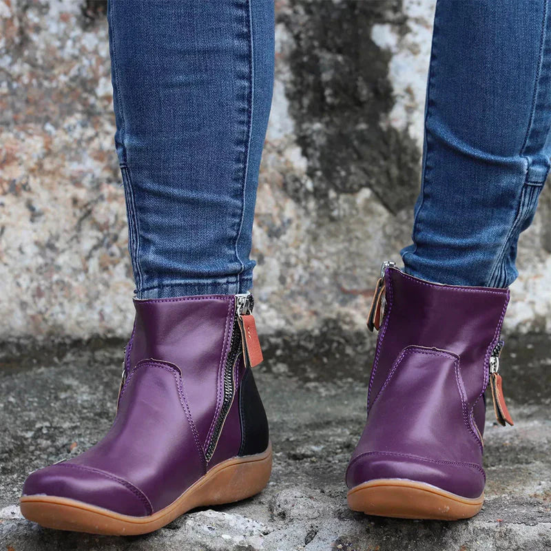 Bottines imperméables pour femme avec fermeture éclair et semelle antidérapante