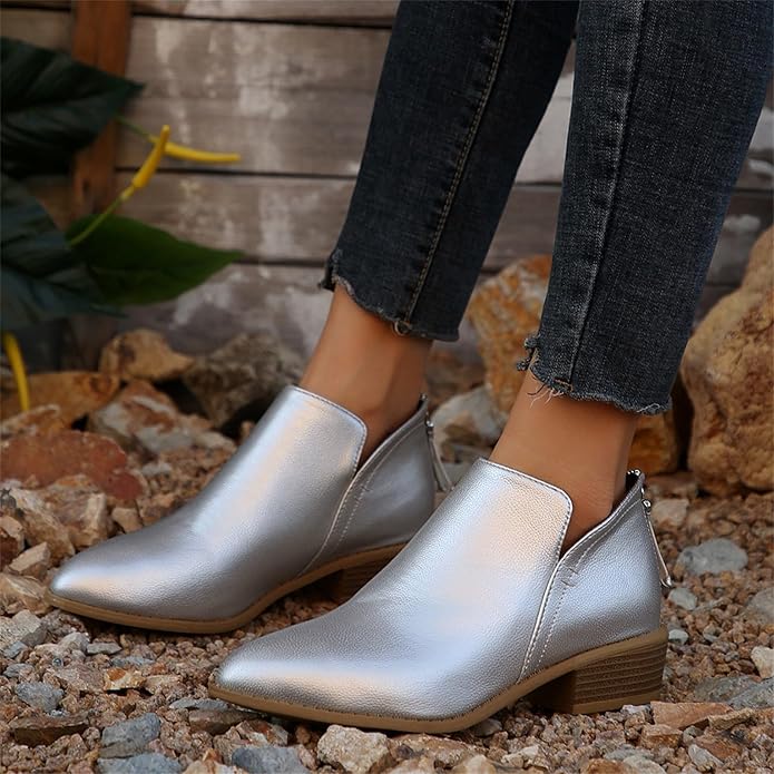 Bottines pour femme à petit talon et découpe en V