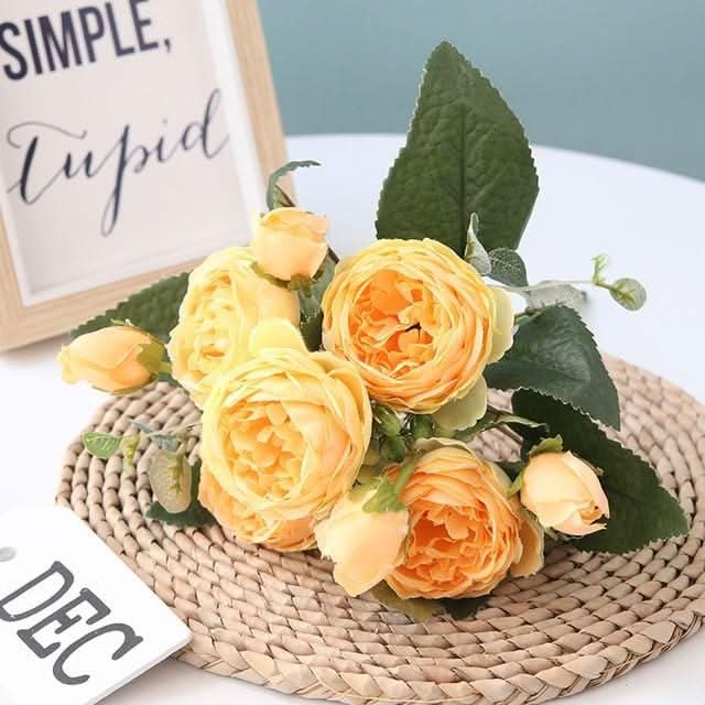 Bouquet de pivoines artificielles avec fleurs et boutons