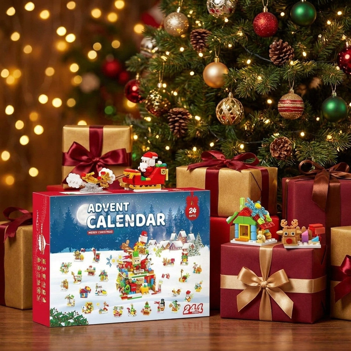 Calendrier de l'Avent Atelier du Père Noël, 24 en 1, 769 Pièces en Briques
