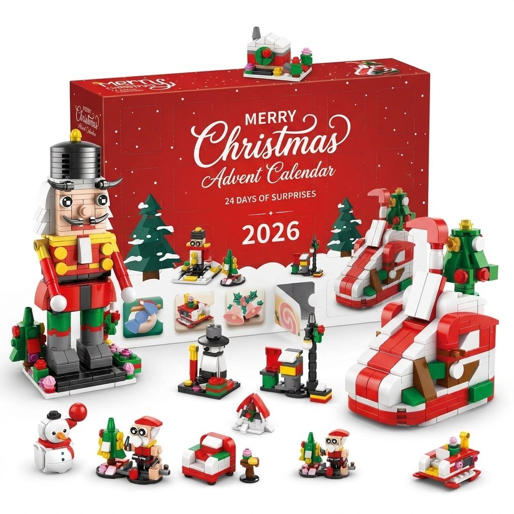 Calendrier de l'Avent de Noël 12 Jours en Briques, 14 Constructions 6 en 1, 8 Styles
