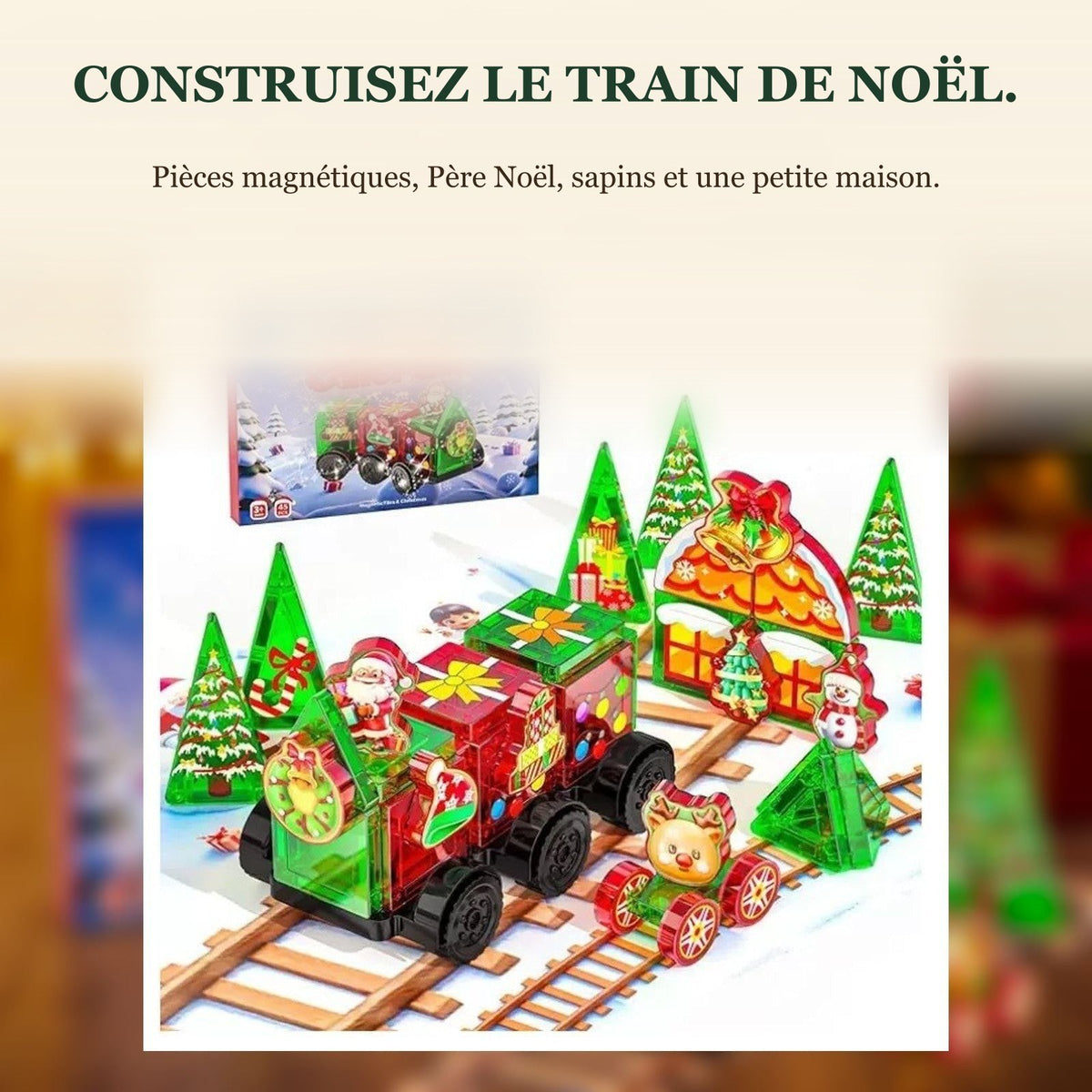 Calendrier de l'Avent Train de Noël Magnétique, 45 Pièces