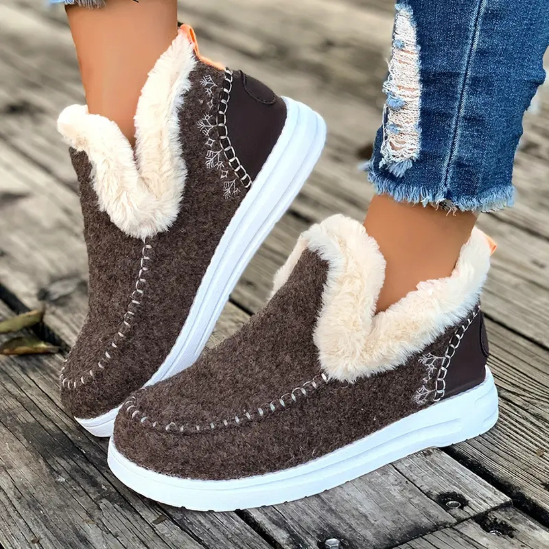 Chaussons d'hiver confortables doublés de polaire pour femme