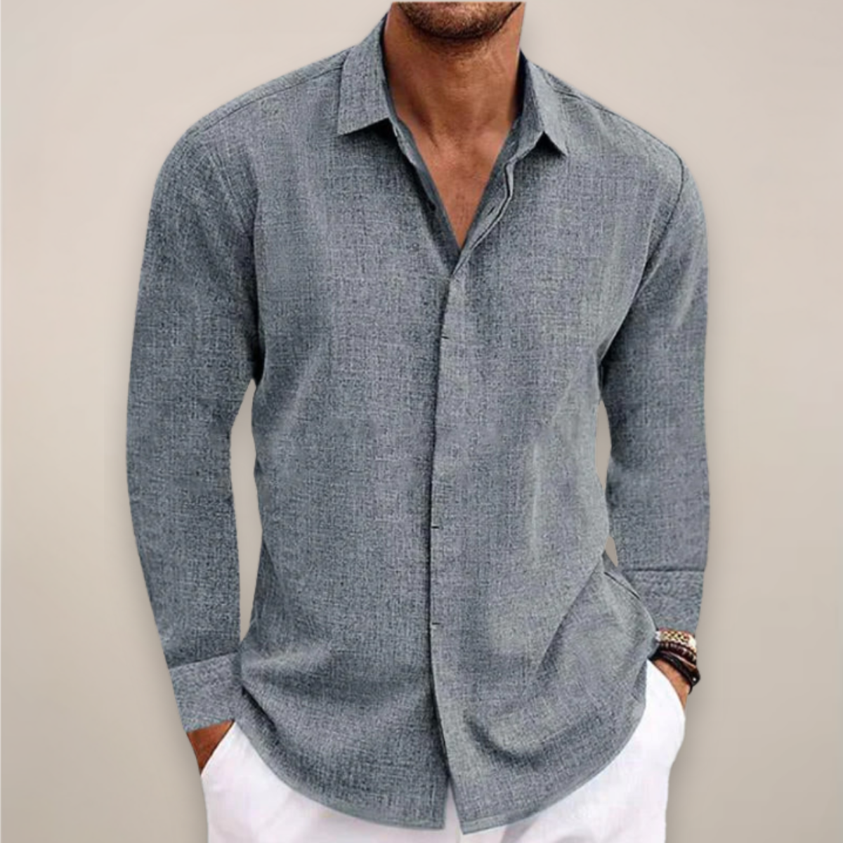 Chemise à manches longues et boutonnée pour homme