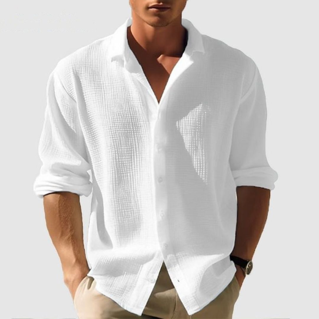 Chemise à manches longues et boutonnée pour homme