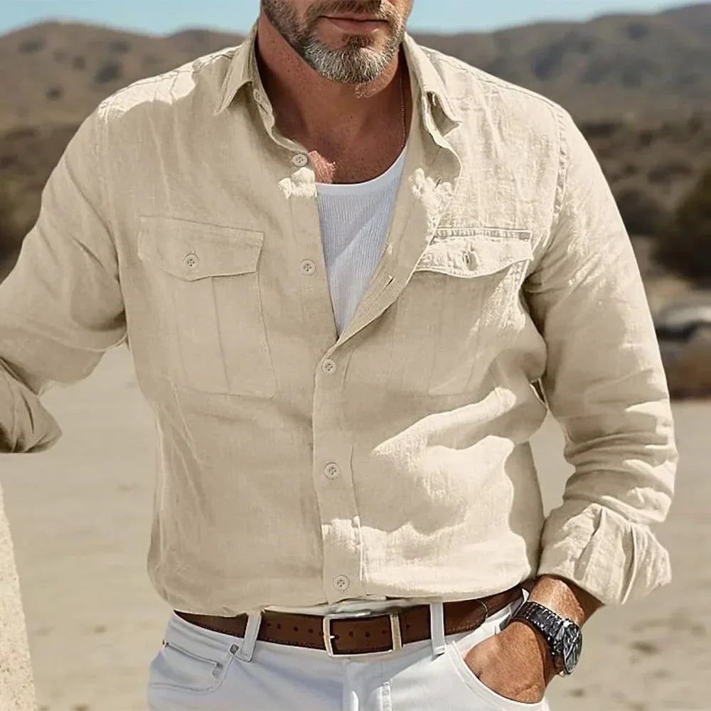 Chemise boutonnée pour homme avec poches poitrine