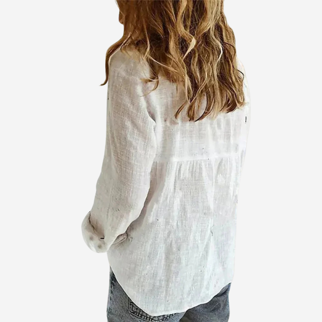 Chemise en lin à boutons coupe ample femme