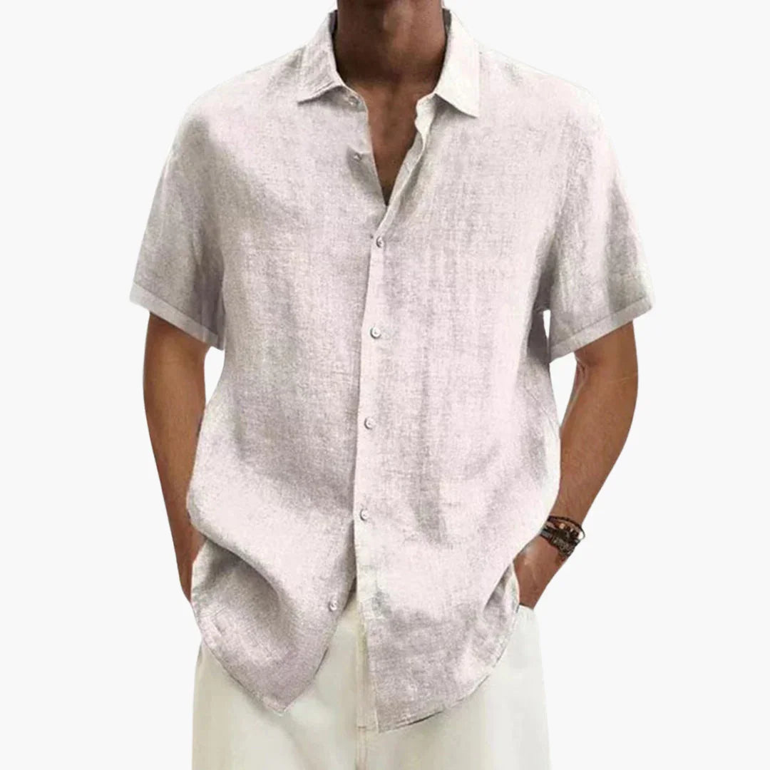 Chemise en lin pour homme à manches courtes et fermeture à boutons pour l'été