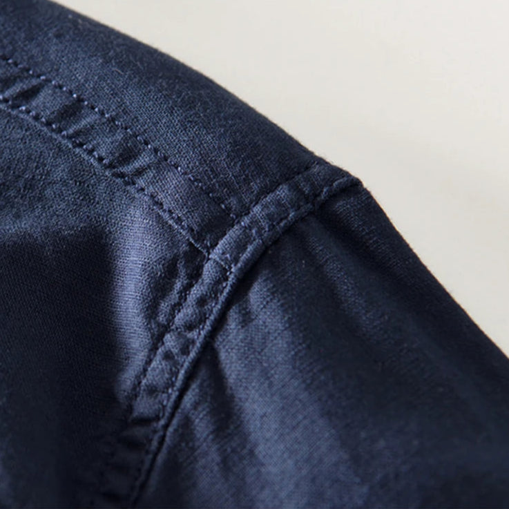 Chemise pour homme à manches longues et col officier
