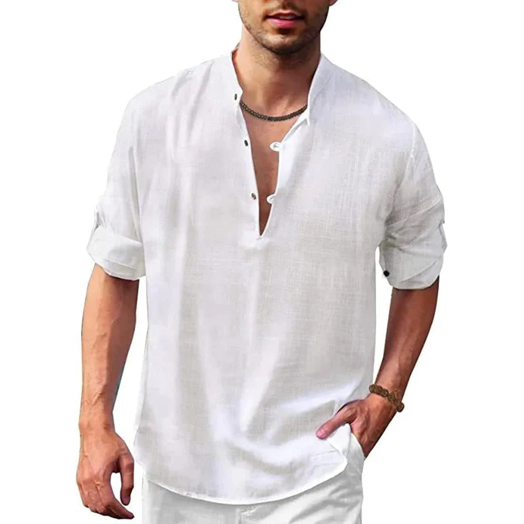 Chemise structurée et respirante à patte de boutonnage pour homme