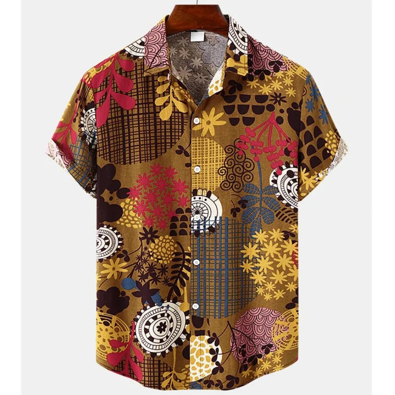 Chemise tropicale légère à motif floral pour homme