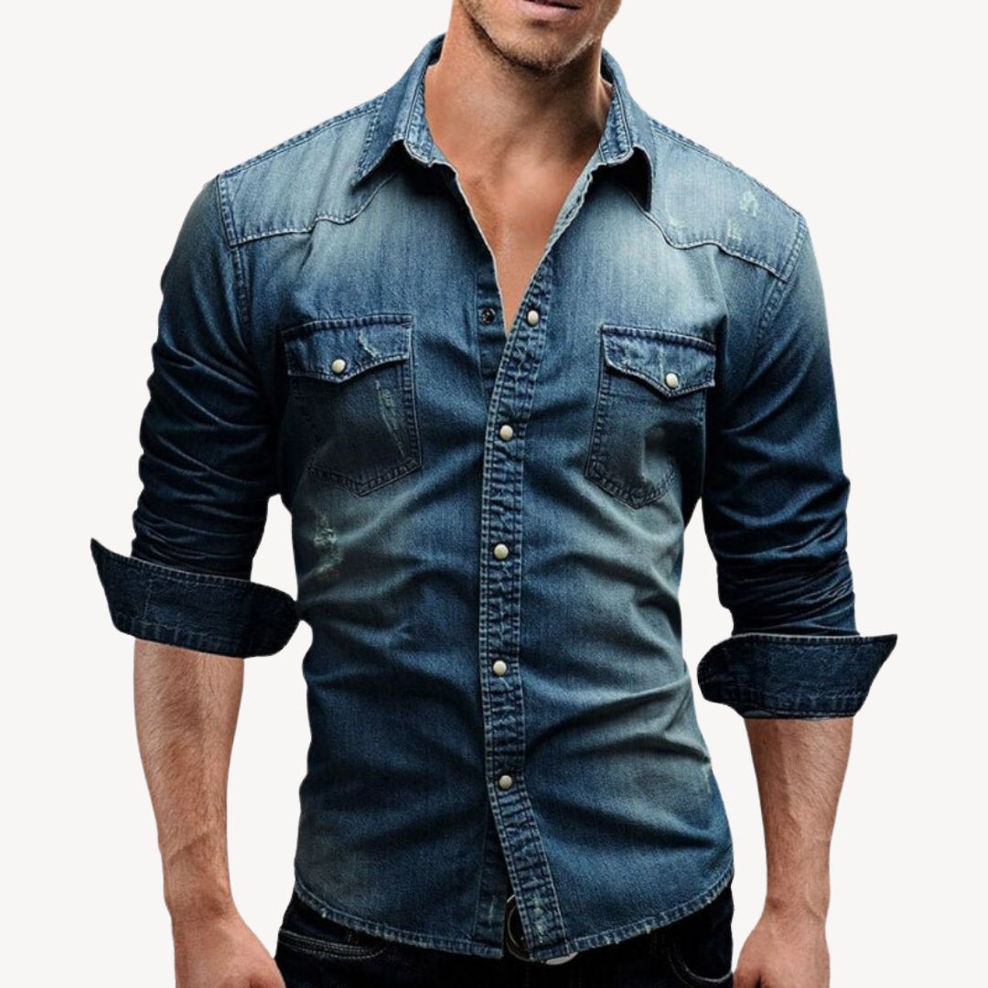 Chemise western classique à boutons-pression