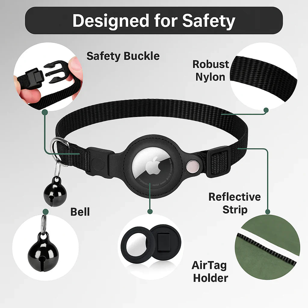 Collier GPS pour chat avec réflecteur de sécurité