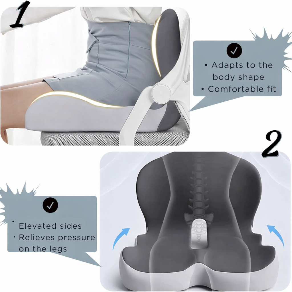 Coussin d'assise ergonomique en mousse à mémoire de forme | Soulagement de la pression et antidérapant