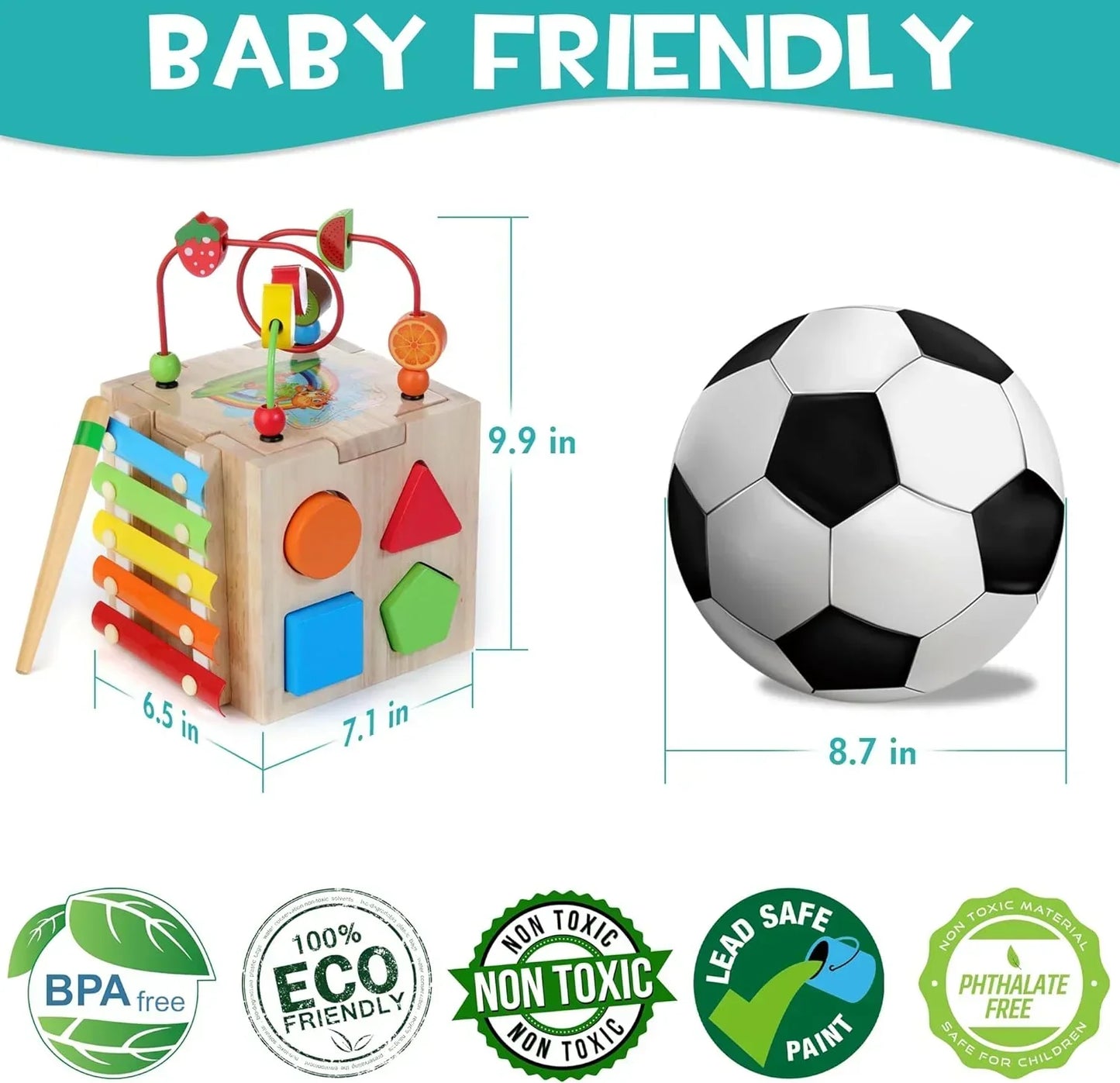Cube d'activités éducatif 8-en-1 en bois Montessori pour enfant avec jeux éducatifs
