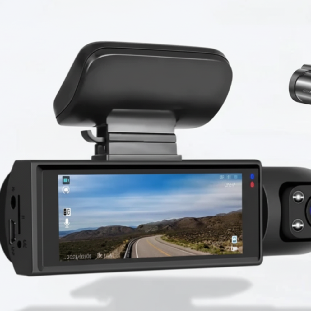 Dashcam automobile 3 canaux Full HD avec caméra de recul et vision nocturne