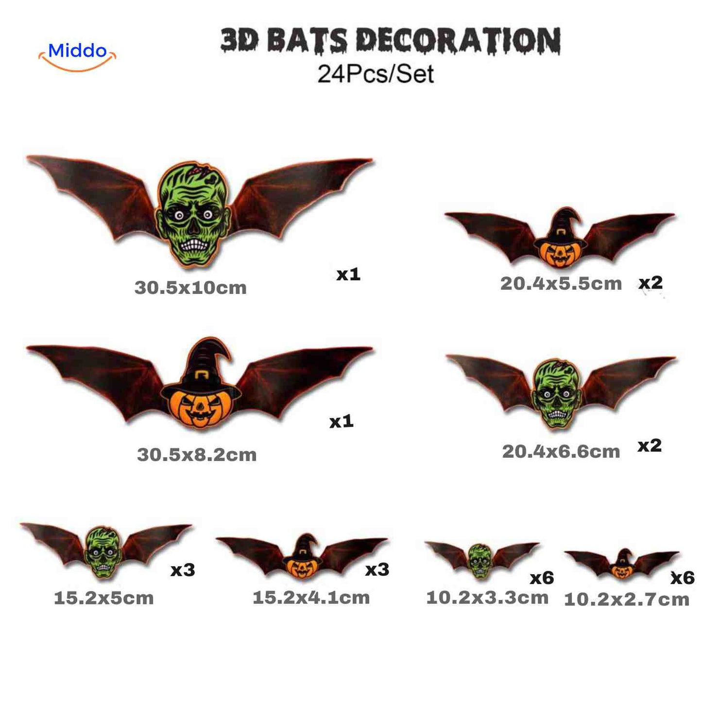 Décoration Halloween 3D, lumière LED et stickers muraux