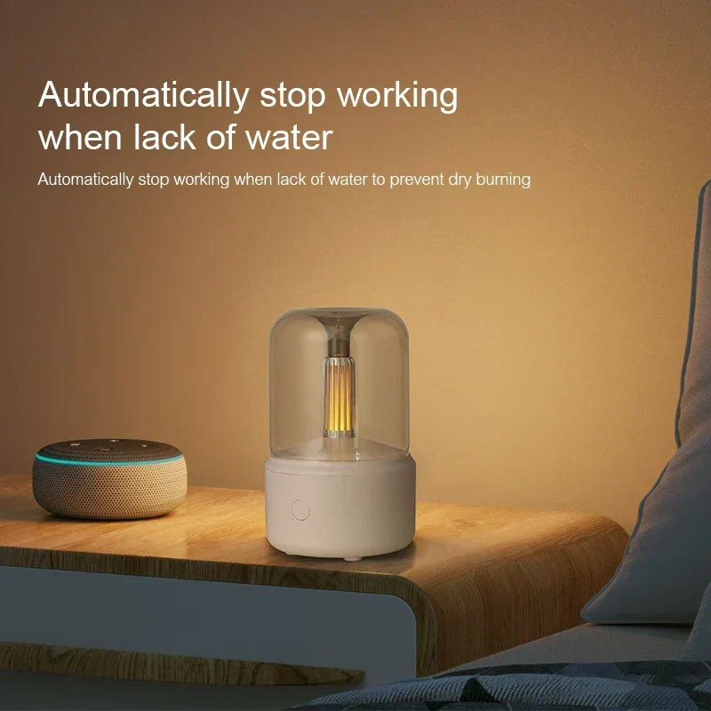 Diffuseur d'arômes rétro avec veilleuse - humidificateur USB pour huiles essentielles, maison et bureau
