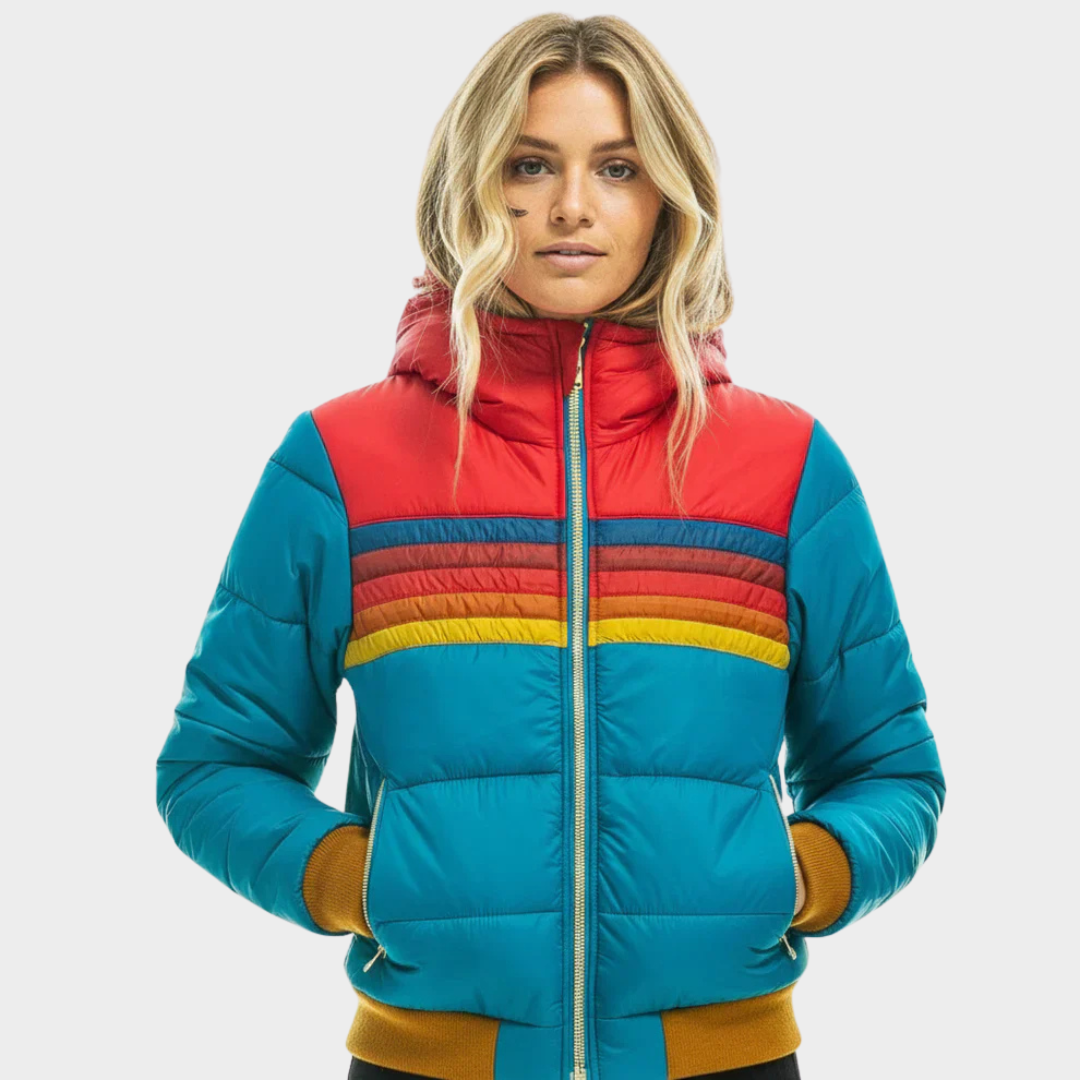 Doudoune multicolore rétro pour femme