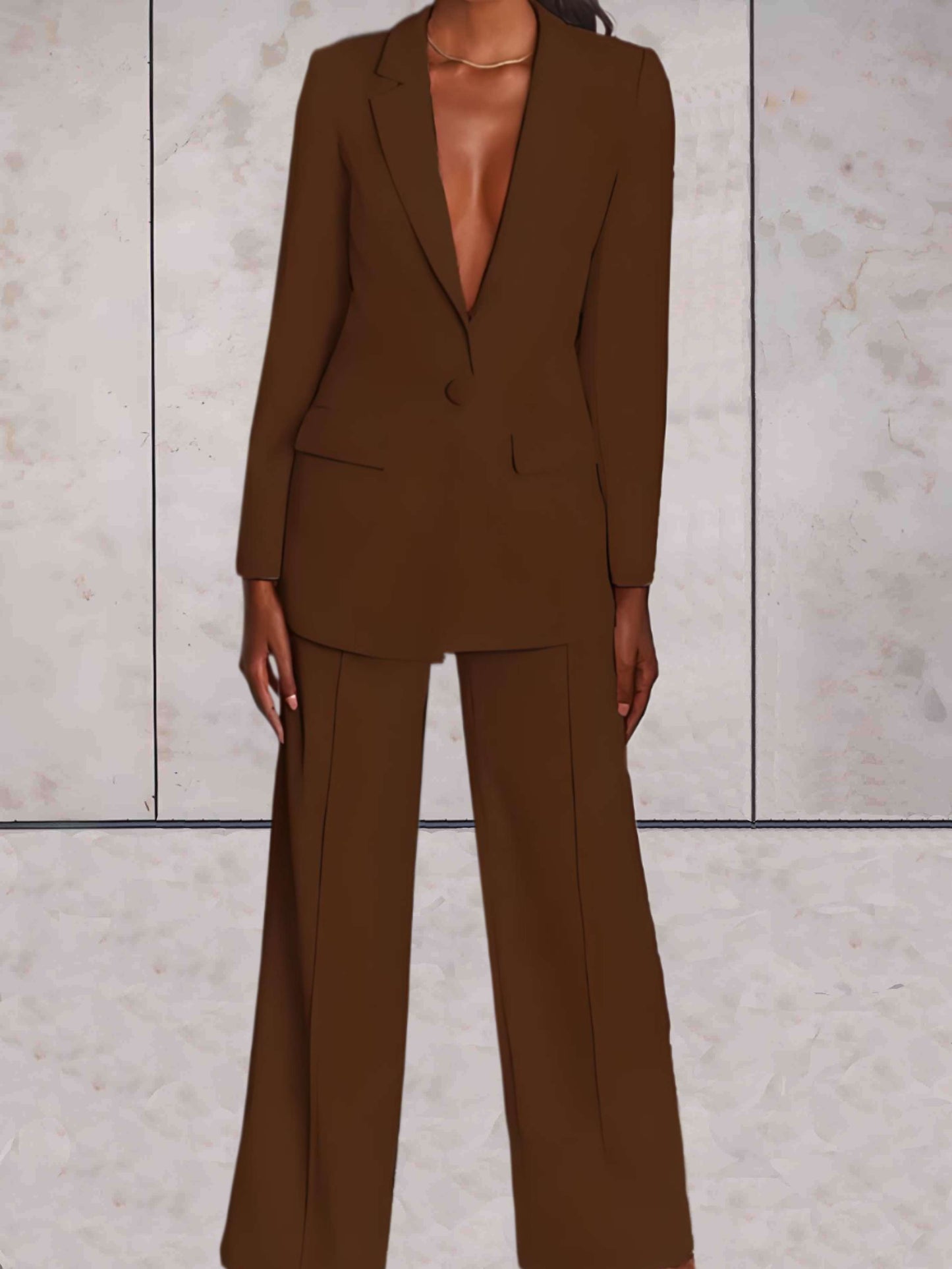 Ensemble 2 pièces pour femme avec veste de tailleur formelle et pantalon large