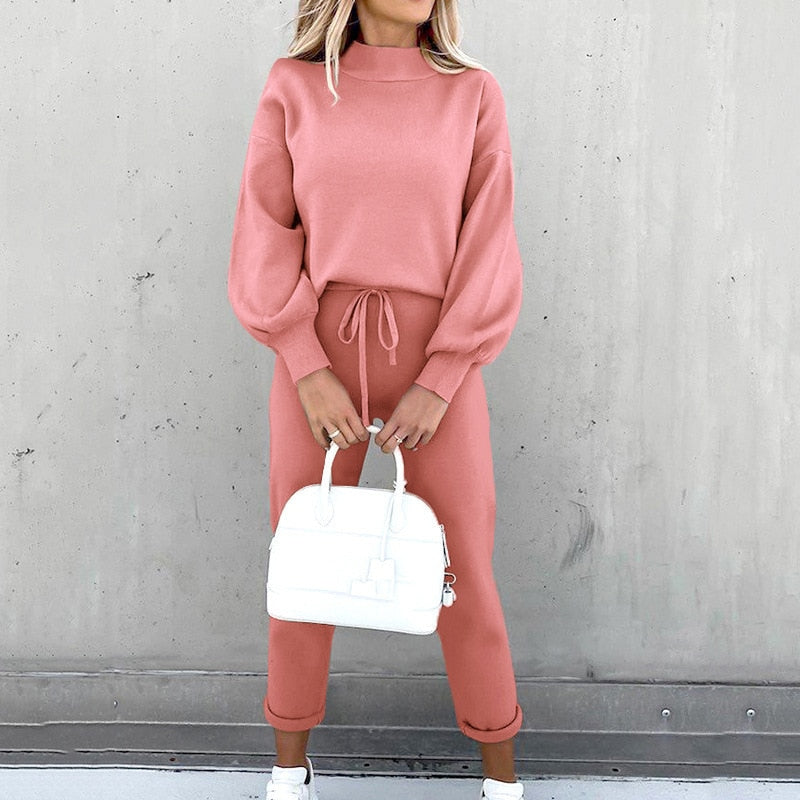 Ensemble de loungewear confortable pour femme avec manches ballon