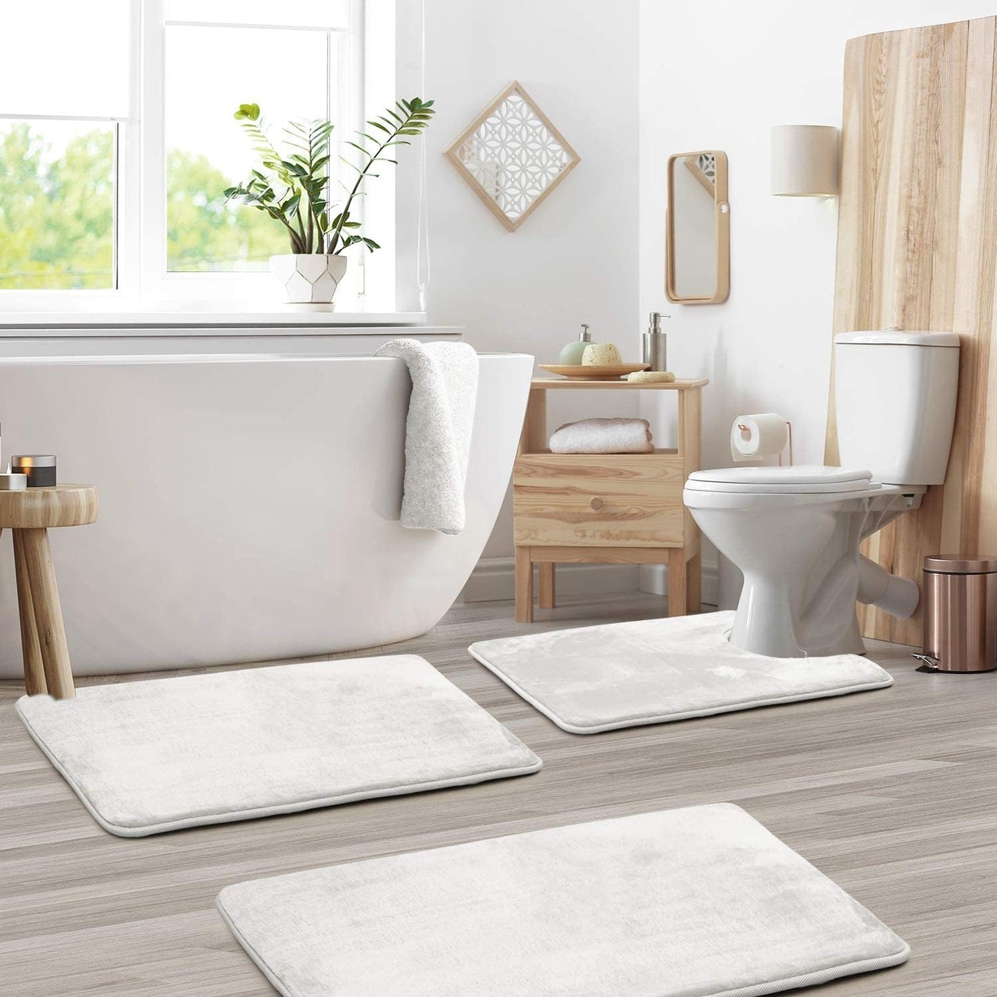 Ensemble de tapis de bain en mousse à mémoire de forme, antidérapants et lavables
