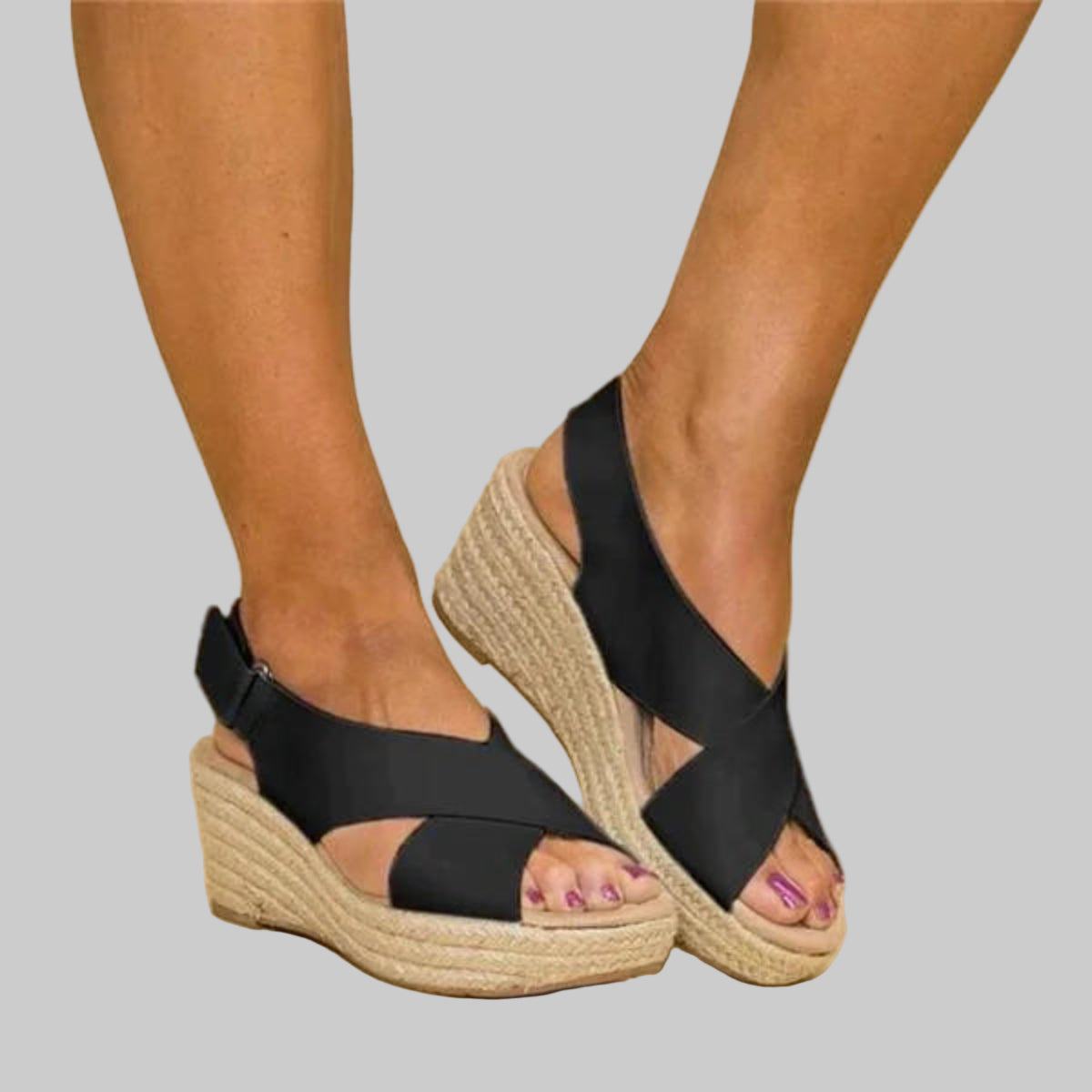 Espadrilles compensées croisées pour femme