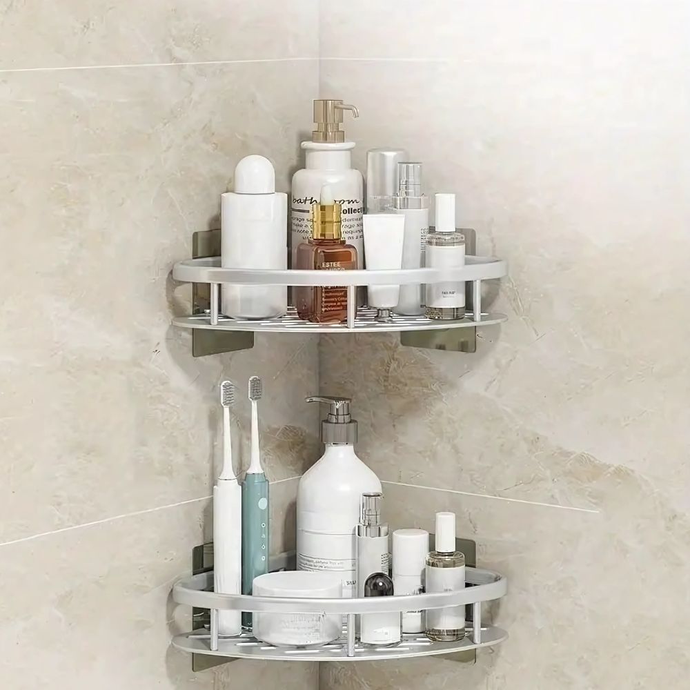 Étagère d'angle de douche à fixation adhésive