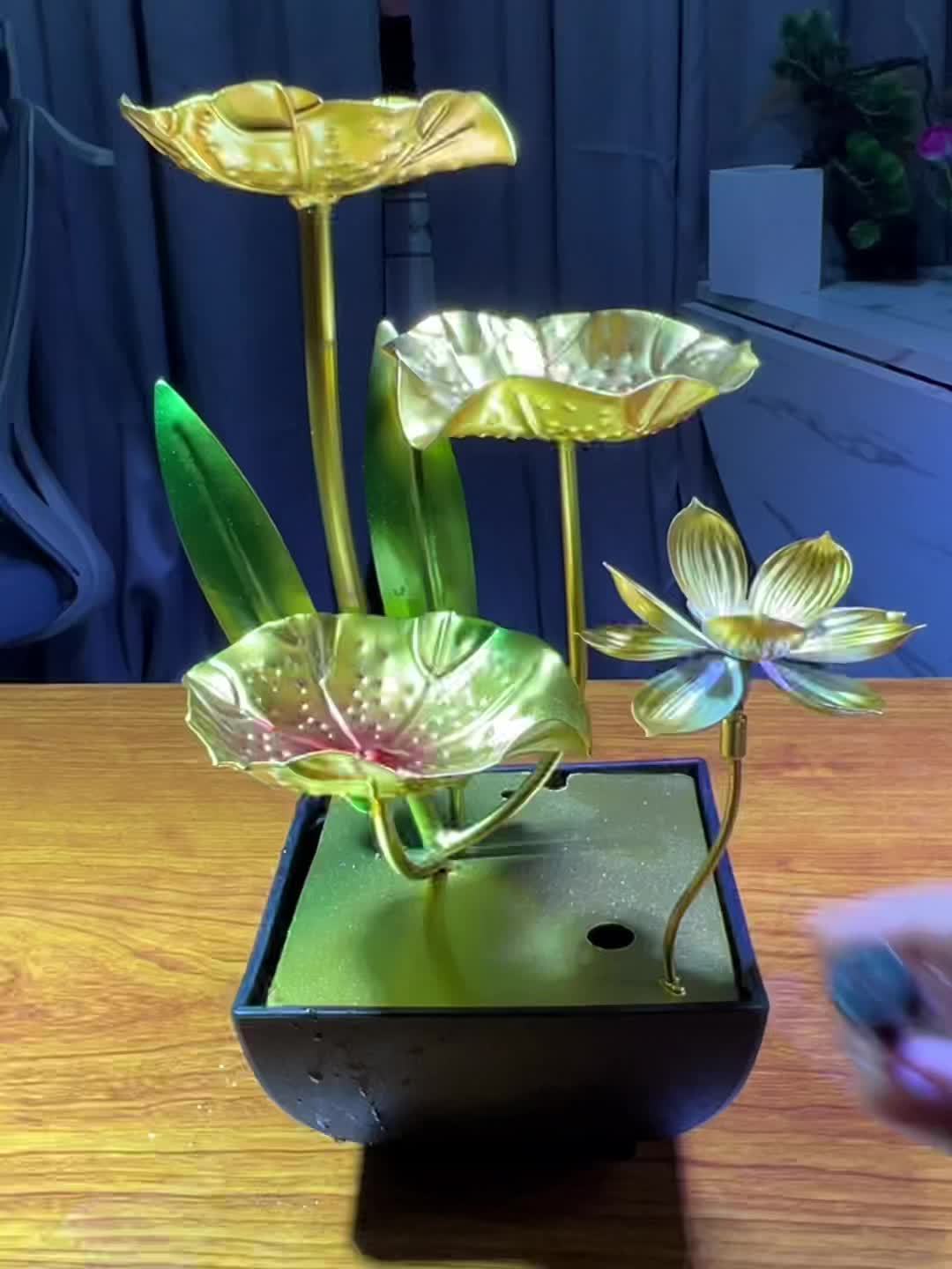 Fontaine d'intérieur avec lotus – apaisante et atmosphérique