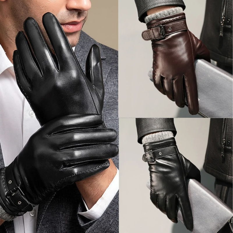 Gants en cuir pour homme avec doublure en cachemire