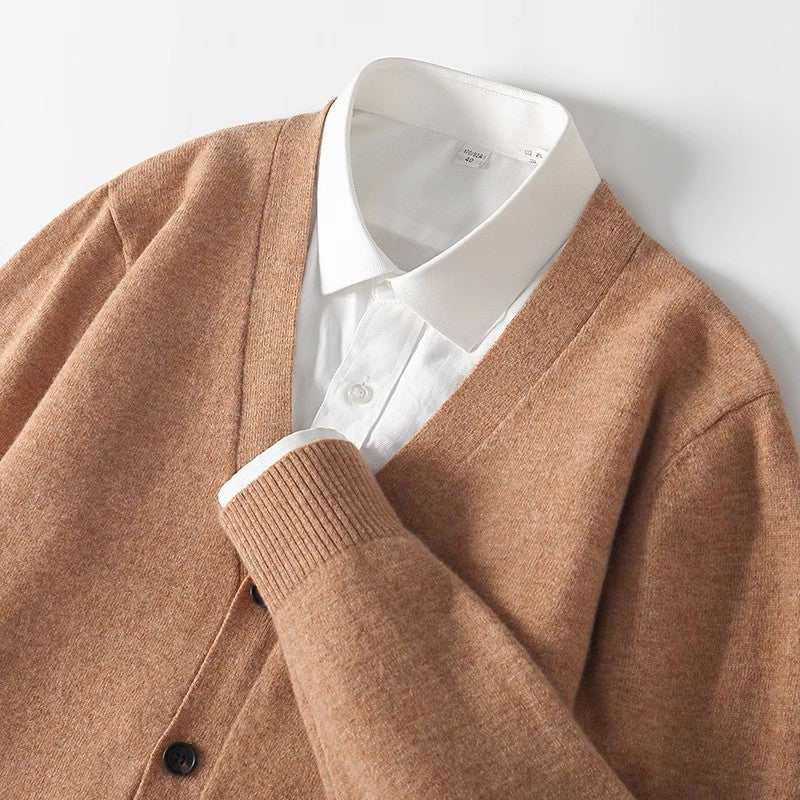 Gilet en maille à col en V et boutons pour homme
