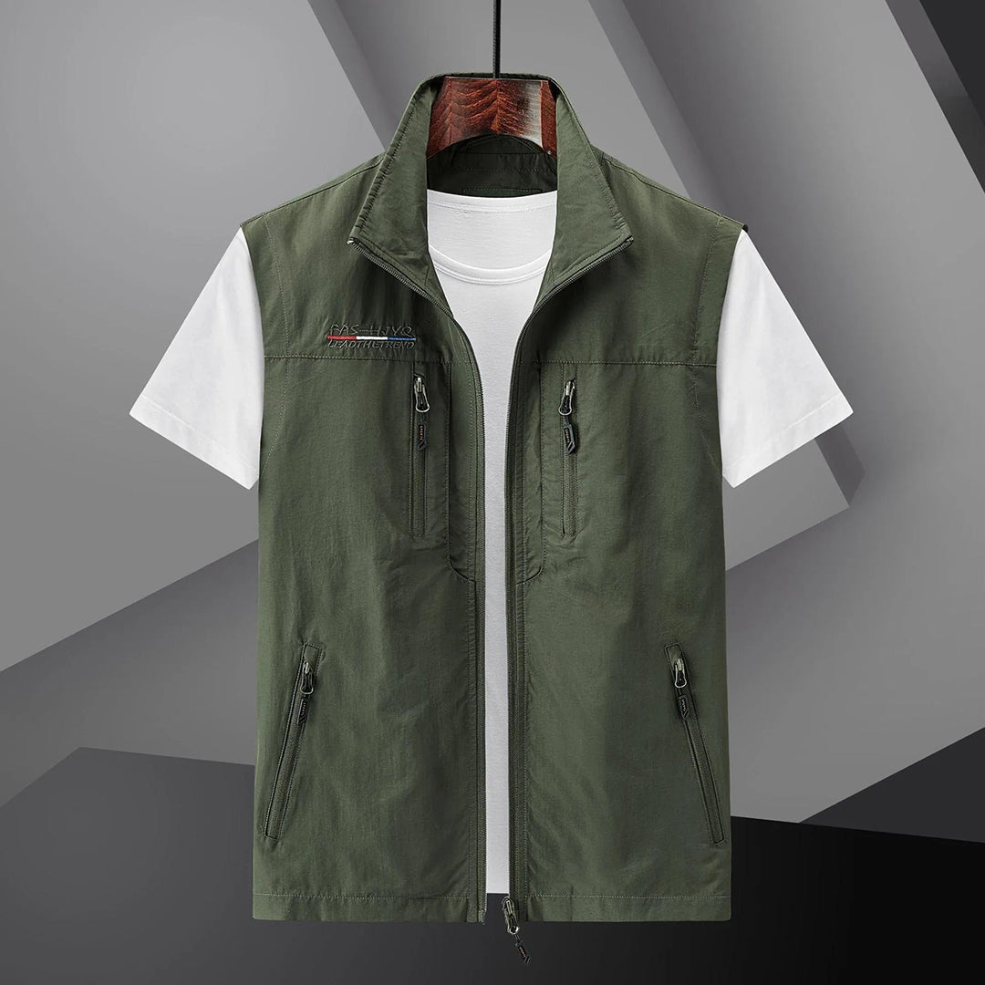 Gilet sans manches utilitaire de voyage d'été à multipoches